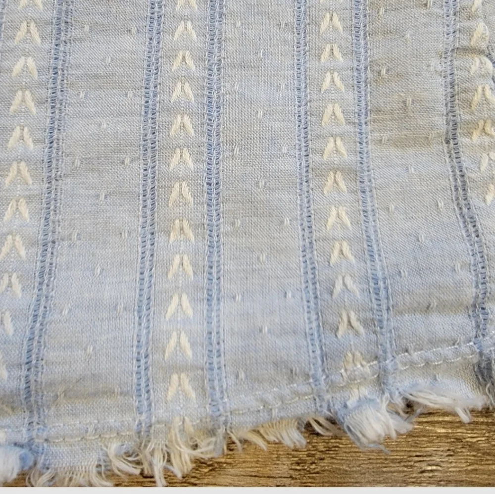 Mustard Seed Tunic Top Blouse Blue and White Stripe Size Large Square Neckline - Picture 9 of 10